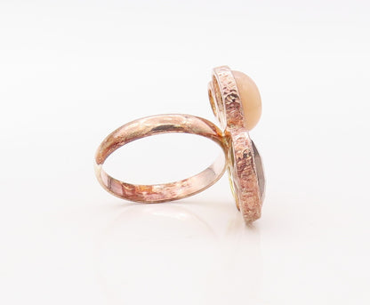 925 Sterling Silver Vintage Ring Rose Gold Plated Gemstones  Sz 8  RG30592