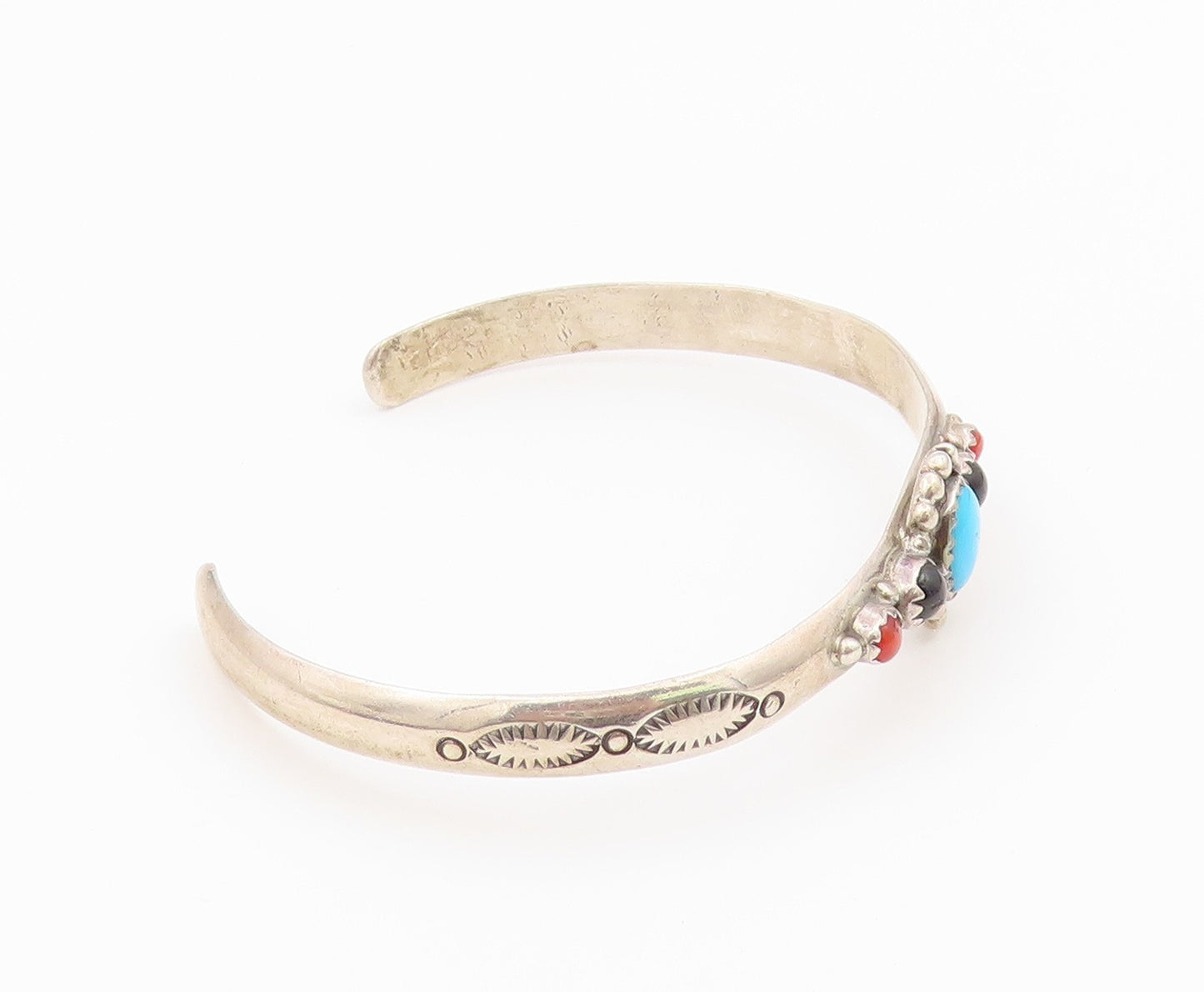 925 Sterling Silver Vintage Bracelet RICHARD BEGAY NAVAJO Multi Gemstone BT12166