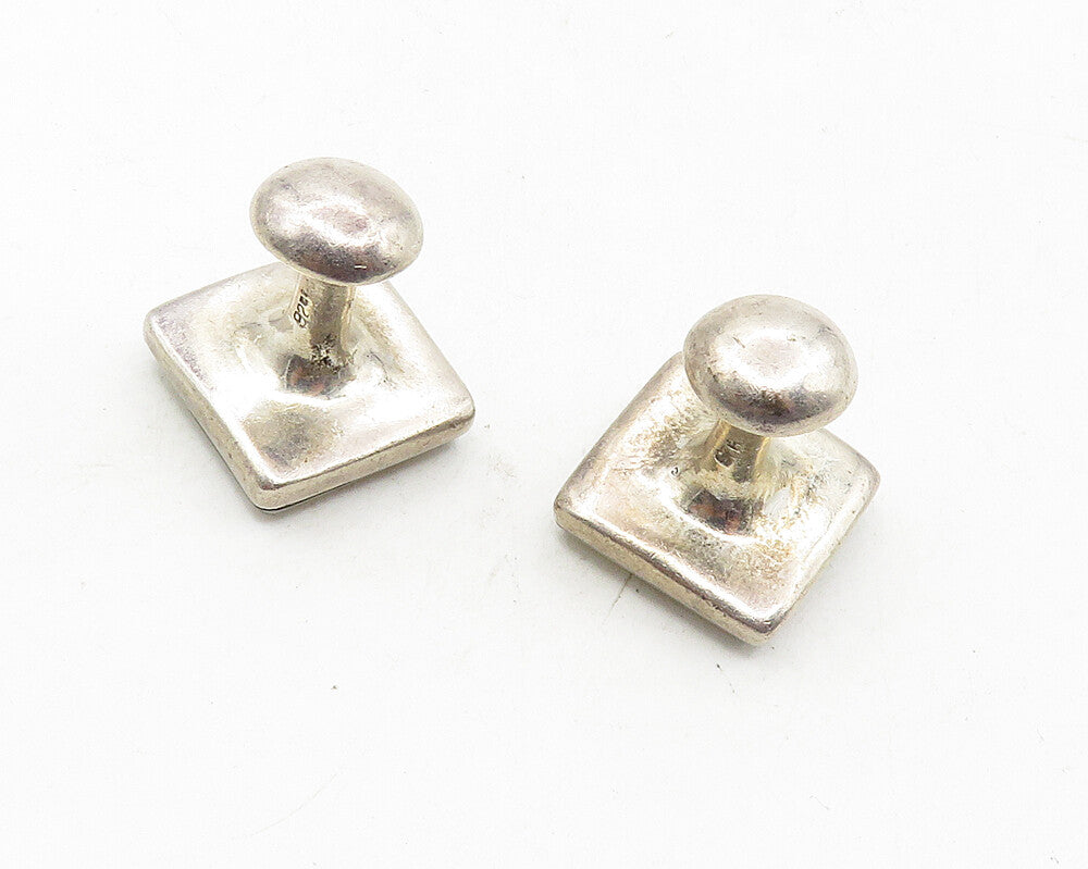 925 Sterling Silver  Vintage Shiny Mother Of Pearl Square Cuff Links  TR1731