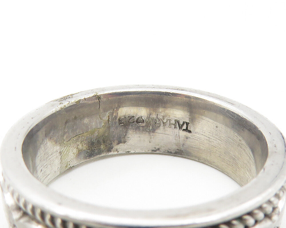 TAHARA & CO. 925 Silver  Vintage Twist Detail Round Band Ring Sz 8.5  RG11084