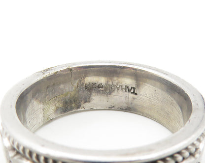 TAHARA & CO. 925 Silver  Vintage Twist Detail Round Band Ring Sz 8.5  RG11084
