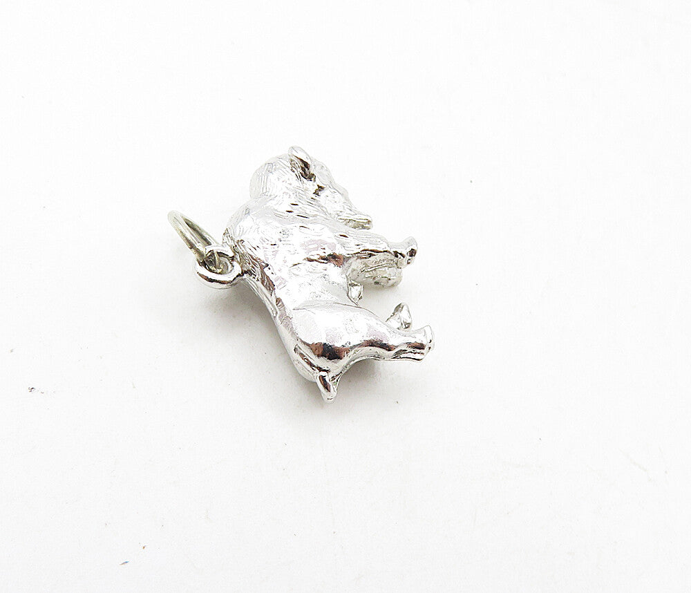 925 Sterling Silver  Vintage Petite Shiny Hollow Ox Animal Pendant  PT6910