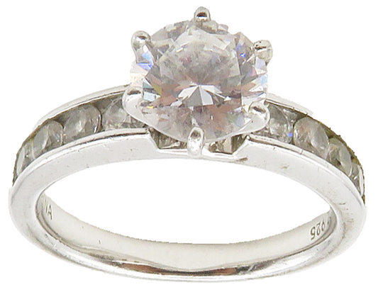 925 Sterling Silver  Prong Set Cubic Zirconia Solitaire Ring Sz 7  RG15338