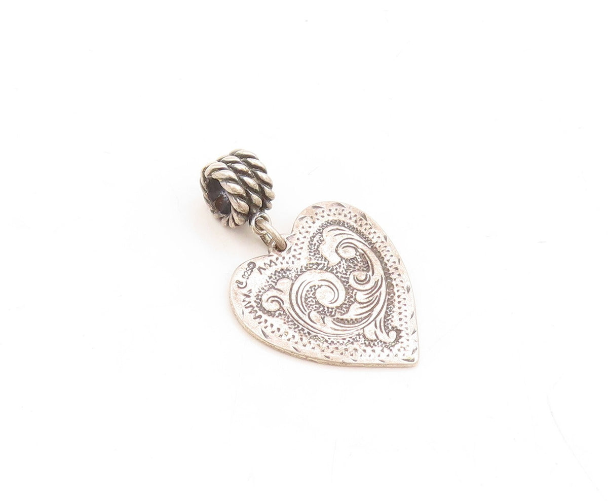925 Sterling Silver Vintage Pendant CAROLYN POLLACK Swirly Carved Heart  PT23869