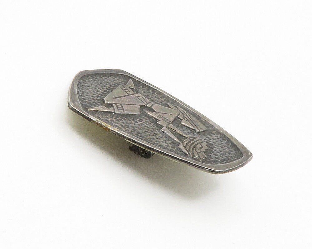 ISRAEL 925 Sterling Silver  Vintage Oxidized Hammered Woman Brooch Pin  BP5749