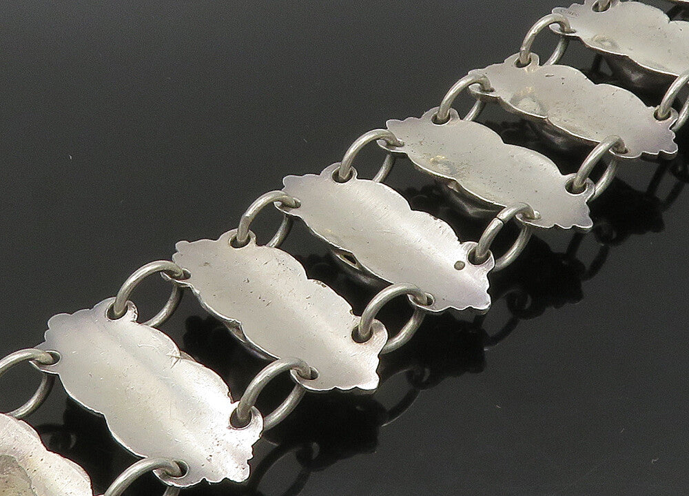 900 Silver Vintage Antique Solid Heavy Dome Link Chain Bracelet  BT8887