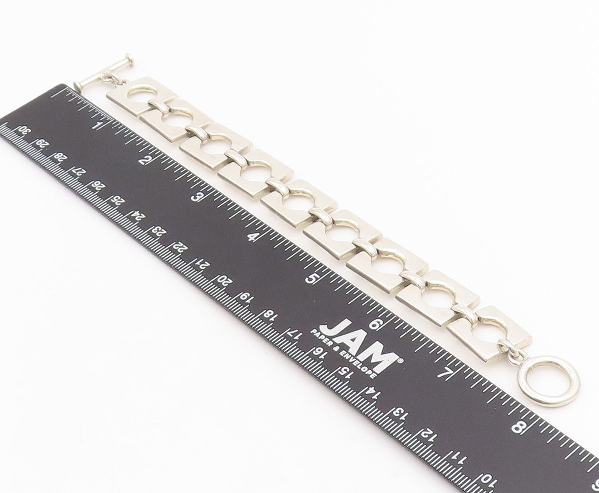 925 Sterling Silver Vintage Bracelet MEXICO Interlocking Open Squares BT11521