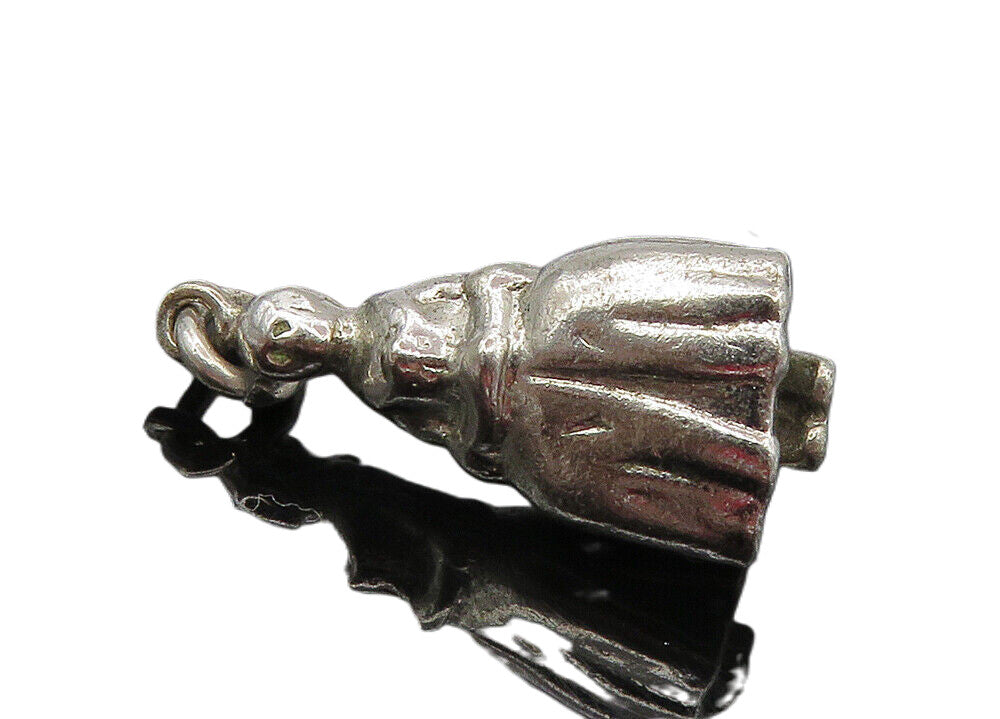 925 Sterling Silver  Vintage Shiny Petite Woman In Dress Drop Pendant  PT7377