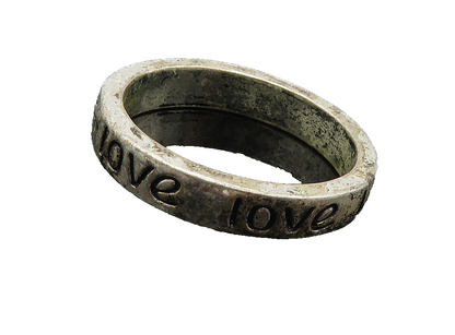925 Sterling Silver  Vintage Dark Tone Love Etched Band Ring Sz 7  RG9338