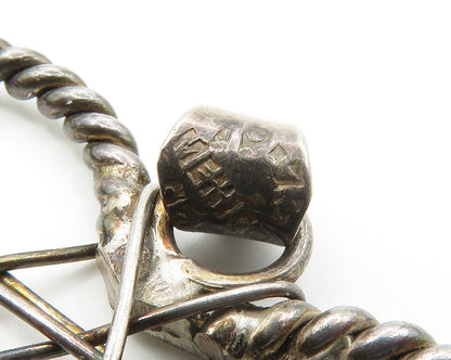 MEXICO 925 Sterling Silver  Vintage Wire Wrapped Love Heart Pendant  PT11446