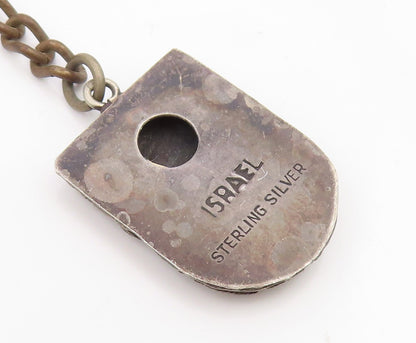 925 Sterling Silver Vintage Key Chain ISRAEL Carved Jerusalem Cityscape  TR4211