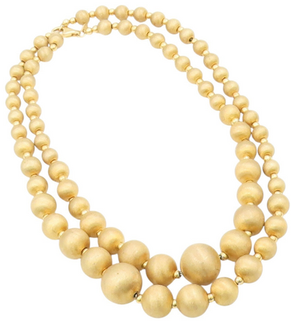 925 Sterling Silver Vintage Necklace Gold Plated Chunky Beaded Chain  NE4694