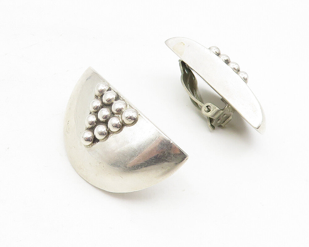 925 Sterling Silver  Vintage Shiny Bubble Detail Non Pierce Earrings  EG5517