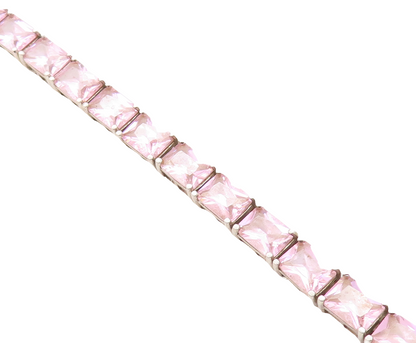 ROSS SIMON 925 Sterling Silver  Pink Cubic Zirconia Chain Bracelet  BT2534