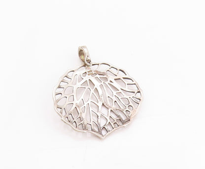 925 Sterling Silver Vintage Pendant Upside Down Tree Of Life Cutout  PT24576
