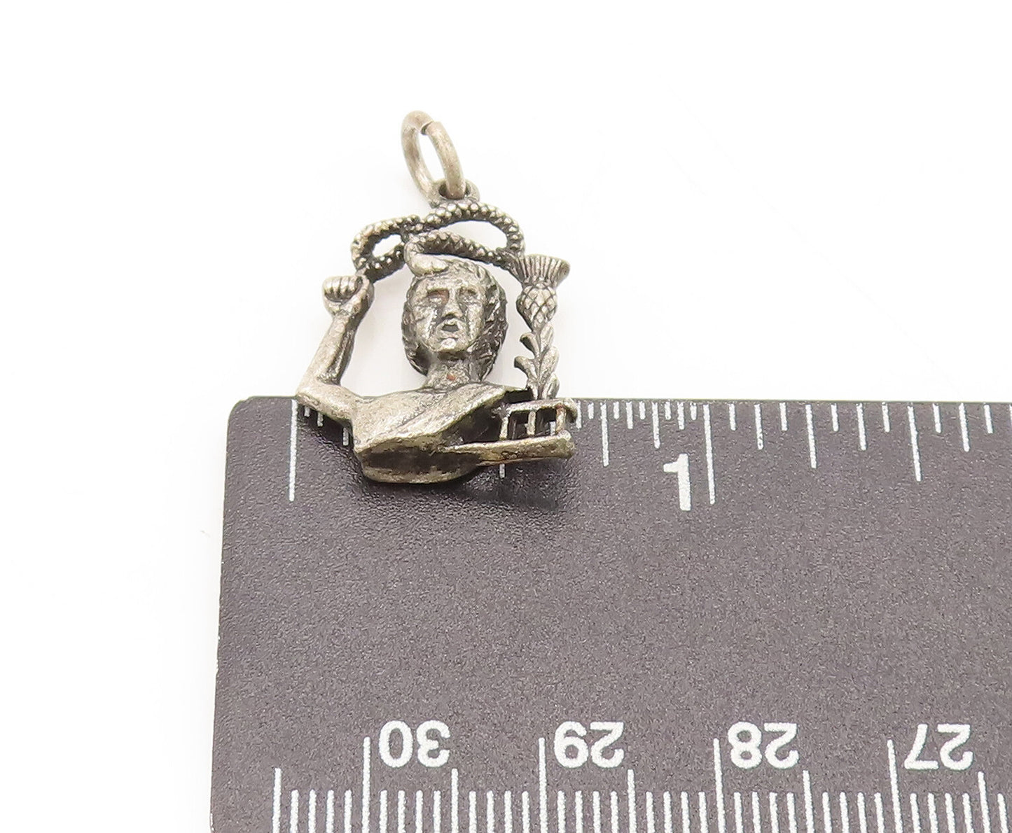 925 Sterling Silver  Vintage Ceaser Roman Mini 3D Carved Pendant  PT22283