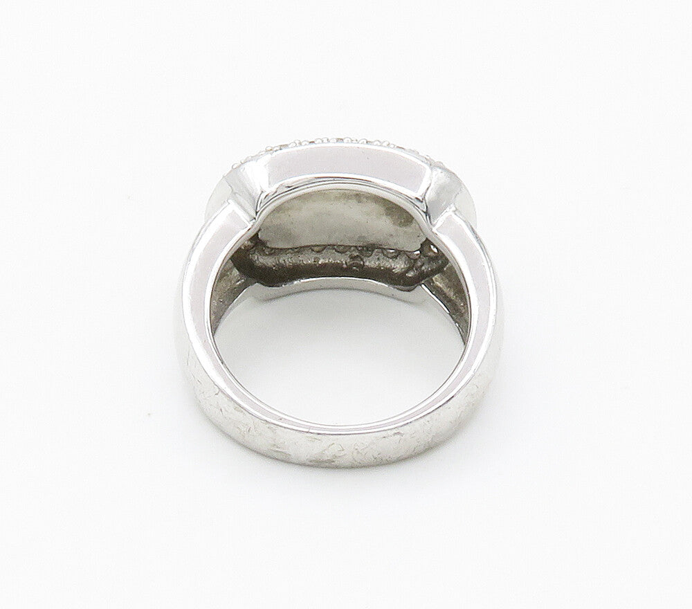 925 Sterling Silver  Turquoise & Topaz Shiny Dome Cocktail Ring Sz 8  RG15350