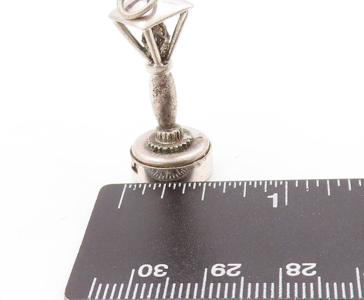 925 Sterling Silver Vintage Pendant DANCRAFT Carved Street Light Charm  PT23591