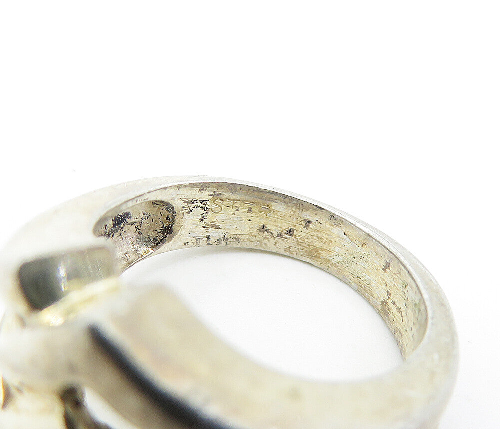 925 Sterling Silver  Vintage Open Link Design Shiny Band Ring Sz 5  RG7138