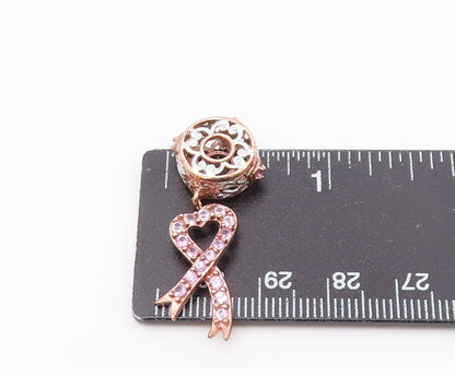 925 Sterling Silver Vintage Pink Topaz Rose Gold Plated Ribbon Pendant PT18416