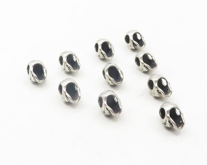 925 Sterling Silver  Vintage Lot Of 10 Shiny Skull Head Slide Pendants  PT9514