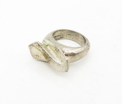 925 Sterling Silver  Vintage Shiny Modernist Sculpted Band Ring Sz 8.5  RG8898