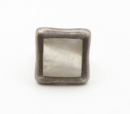 925 Sterling Silver  Vintage Mother Of Pearl Cocktail Ring Sz 6.5  RG16086