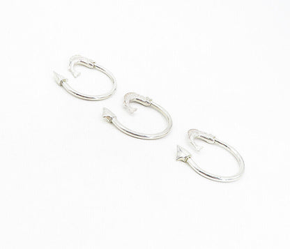 925 Sterling Silver  Vintage 3 Piece Shiny Fish Arrow Key Rings  TR1367