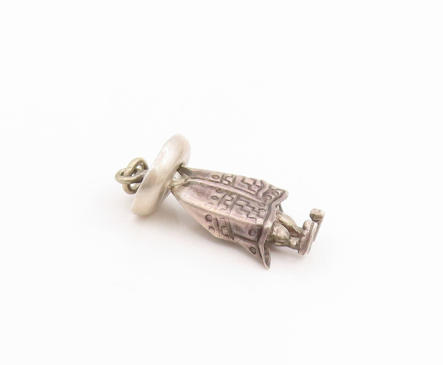 925 Sterling Silver Vintage Pendant Man With Sombrero & Poncho Charm  PT25603