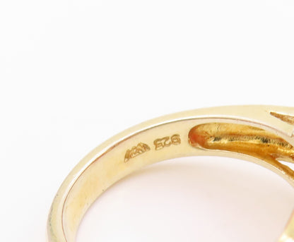 925 Sterling Silver Vintage Ring Gold Plated Gemstone Carved Rose Sz 5.5 RG32462