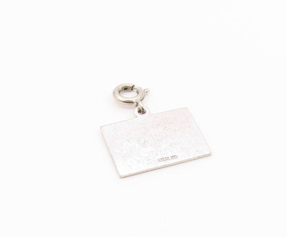 925 Sterling Silver  Vintage Shiny Square Faithful Forever Pendant  PT18882