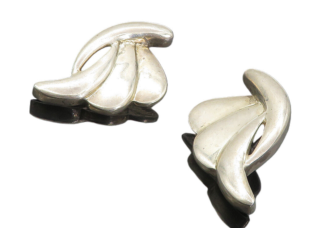 925 Sterling Silver  Vintage Shiny Smooth Wing Design Drop Earrings  EG4197