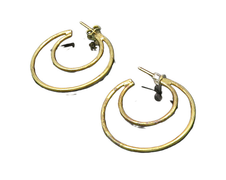 925 Sterling Silver  Vintage Shiny Gold Plated Split Hoop Earrings  EG9656