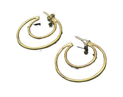 925 Sterling Silver  Vintage Shiny Gold Plated Split Hoop Earrings  EG9656