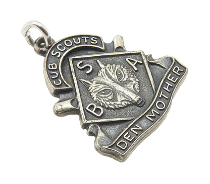 925 Sterling Silver  Vintage Oxidized Boy Scouts Of America Pendant  PT8174