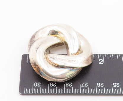 925 Sterling Silver  Vintage Shiny Open Knot Swirl Design Brooch Pin  BP3680