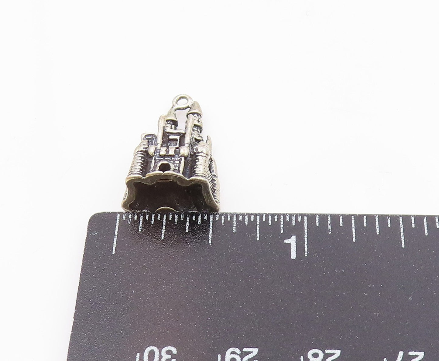 925 Sterling Silver  Vintage Sculpted Disneyland Castle Drop Pendant  PT21588