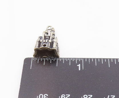 925 Sterling Silver  Vintage Sculpted Disneyland Castle Drop Pendant  PT21588