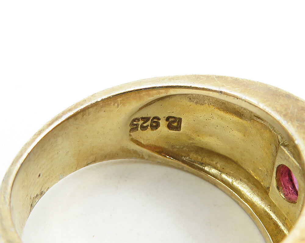 ROSS SIMON 925 Silver  Ruby Gold Plated 2 Tone Shiny Band Ring Sz 6  RG17706