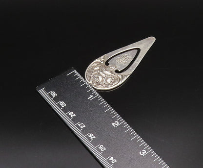 S. KIRK & SON 925 Silver  Vintage Carved Three Rose Flowers Bookmark  TR3456