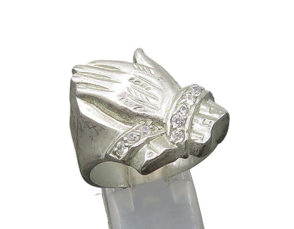 925 Sterling Silver  Vintage Topaz Prayer Hands Large Band Ring Sz 12  RG22431