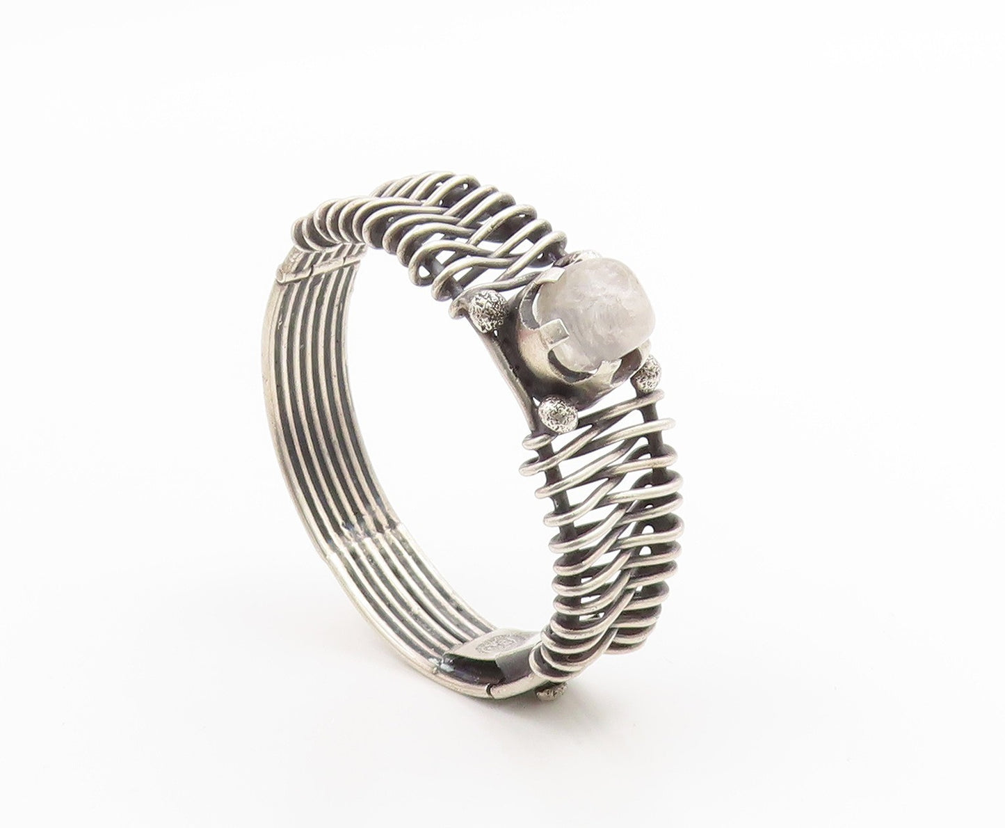 925 Sterling Silver Vintage Bracelet LOS BALLESTEROS MEXICO Quartz Cuff  BT11997