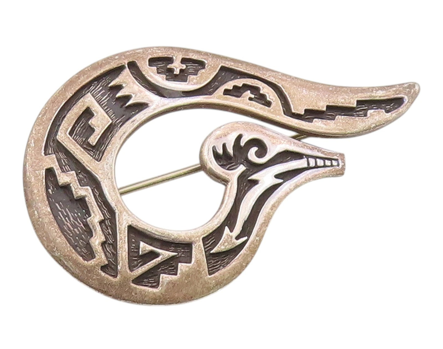 925 Sterling Silver Vintage Brooch Pin JAMES ROGERS Geometric Bird  BP12544