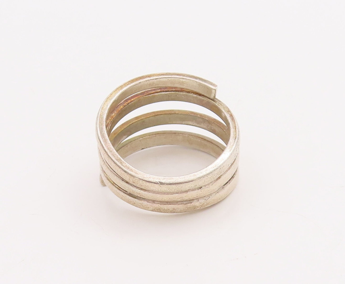 925 Sterling Silver Vintage Ring Minimalist Spiral Coil  Sz 8  RG28906