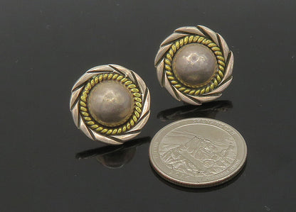 MEXICO 925 Sterling Silver  Vintage Two Tone Twist Dome Drop Earrings  EG10522