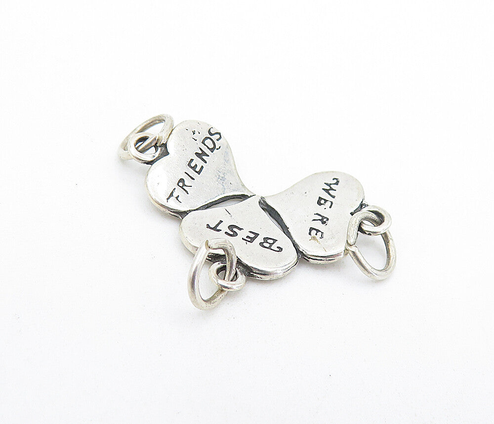 SHUBE 925 Sterling Silver  Vintage We're Best Friends Hearts Pendant  PT5385