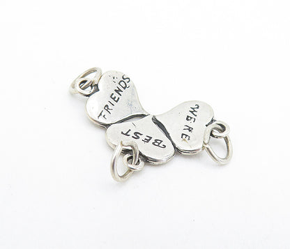 SHUBE 925 Sterling Silver  Vintage We're Best Friends Hearts Pendant  PT5385