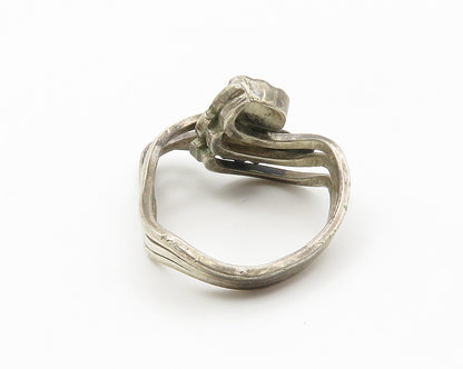 925 Sterling Silver  Vintage Mother Of Pearl Floral Cocktail Ring Sz 7  RG14974