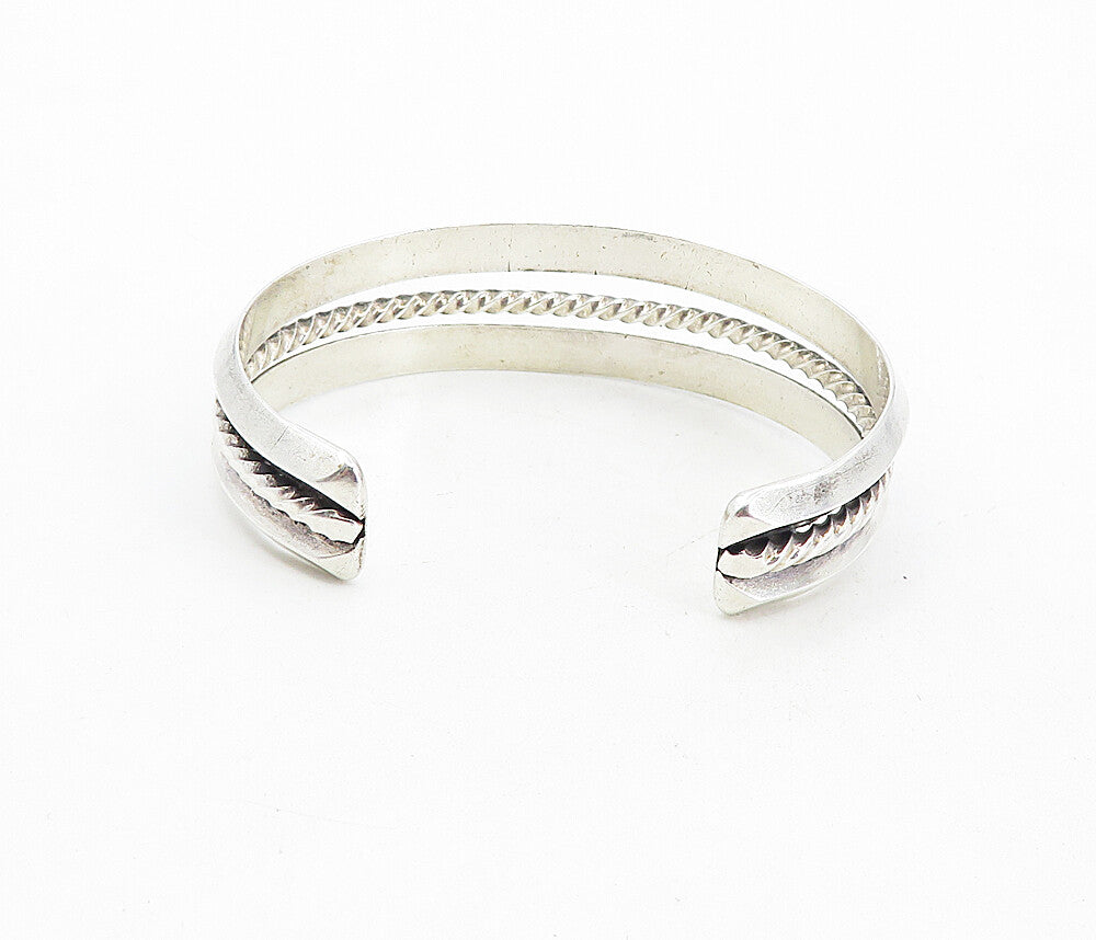 OP ZUNI 925 Sterling Silver  Vintage Shiny Open Twist Cuff Bracelet  BT3863