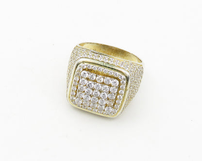 925 Sterling Silver  Cubic Zirconia Encrusted Dome Band Ring Sz 11  RG18767